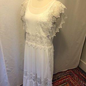 Sundance bohemian wedding cream lace dress 12 EUC